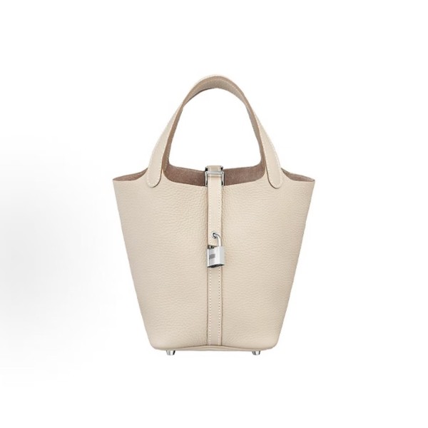 HERMES Picotin Lock 18 Silver buckle basket Bucket Bag Handbag 18 Women\'s Edition 10 Craie Milkshake White